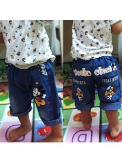 กางเกงยีนส์เด็ก ขา 4 ส่วน Mickey ใส่สบาย วัย 1-4 ปี