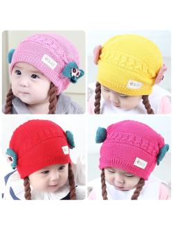 หมวกเด็กอ่อน 3-18 เดือน ไหมพรม Tianyi Bear ดีไซน์เปียทวิตไหมสองข้างน่ารักสุดๆ