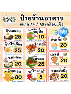 ป้ายร้านอาหาร ป้ายเมนูน่ารัก คาเฟ่ สำเร็จรูป พร้อมใช้ เคลือบแข็ง A4 / A5