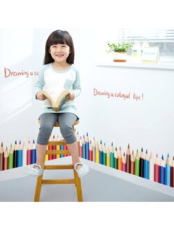 สติ๊กเกอร์แต่งห้อง DIY รูปสีไม้ Drawing a Colorful Life! ลอกออกแล้วติดซ้ำได้