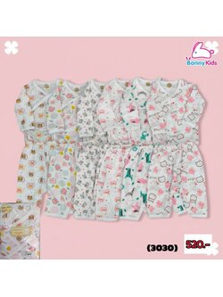 (3030) Ari-ชุดป้ายเด็กแขนยาว คละลาย (แรกเกิด-6เดือน) แพ็ค 6 ชุด