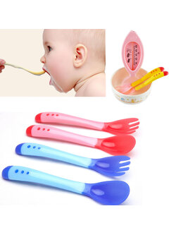ช้อนส้อมเด็ก ช้อนกินข้าวลูก ช้อนเด็กหัดกิน เปลี่ยนสีตามอุณหภูมิอาหาร NanaBaby