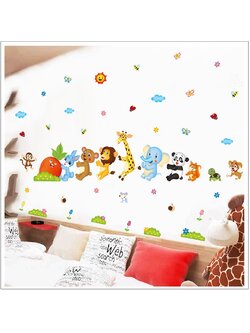 สติ๊กเกอร์แต่งห้อง DIY ลายสัตว์น้อยช่วยกันดึงหัวแครอท ลอกออกแล้วติดซ้ำได้