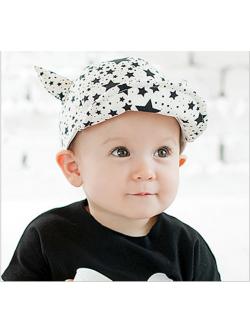 หมวกเด็ก หมวกแก็ปเด็กเล็ก 6-24 เดือน Devil ลายดาวสีขาวดำเท่ๆ สไตล์เด็กเกาหลี