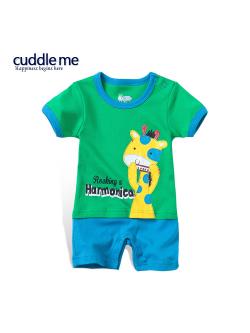 ชุดจั๊มสูทเด็ก แบรนด์แท้ Cuddle me เนื้อผ้าดีมาก ลายยีราฟ สีเขียวสลับฟ้าเข้มสดใส