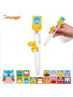 ตะเกียบเด็ก ตะเกียบหัดคีบ ที่หัดจับตะเกียบ Orange ลายสัตว์น่ารัก
