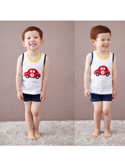 ชุดเสื้อกล้าม+กางเกงขาสั้นเด็ก ลายรถเก๋ง size 120 130