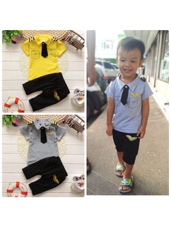 ชุดกัปตันเด็ก 1-2 ขวบ นักบินน้อยสุดเท่ห์ เสื้อ+กางเกง Size 80