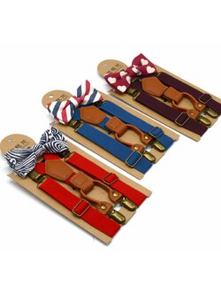 สายเอี้ยมเด็ก + หูกระต่ายเด็ก (เซต 2 ชิ้น) วินเทจ Retro ลายเท่ห์สไตล์ผู้ดีอังกฤษ