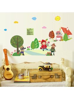 สติ๊กเกอร์แต่งห้อง DIY รูปหนูน้อยหมวกแดง ลอกออกแล้วติดซ้ำได้