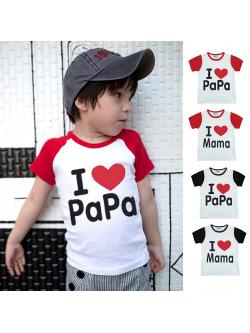 เสื้อยืดเด็ก 0-3 ปี แขนสั้น I Love Papa & I Love Mama ขนาด 80/90/95/100/110