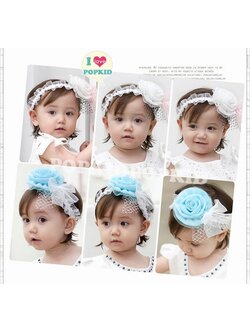 ผ้าคาดผมเด็กอ่อน ดอกไม้ประดับตาข่ายหรูหรา