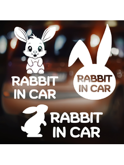 สติ๊กเกอร์ติดรถ RABBIT IN CAR ในรถมีกระต่าย นก ซูก้าไกลเดอร์