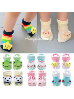 ถุงเท้าเด็กอ่อนสามมิติ มีกันลื่น สำหรับเด็กชาย/หญิง วัย 6-18 เดือน