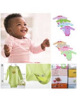 ชุดบอดี้สูทเด็กหญิง แขนยาว วัย 0-3/3-6/6-9 เดือน คละลาย