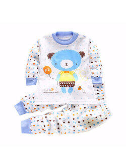 ชุดนอนเด็กเล็ก 1-3 ปี แขนยาว+ขายาว ลายการ์ตูนหมีสีฟ้า