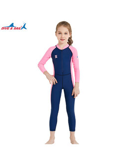 ชุดว่ายน้ำเด็กหญิง Dive & Sail จั๊มสูทแขนยาวขายาว กันรังสี UV