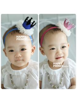 ที่คาดผมมงกุฎเด็กเล็ก ฐานจีบรูดระบายสีขาว สำหรับเด็กวัย 0-2 ปี