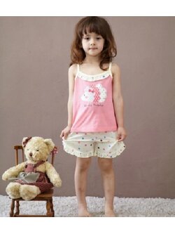 ชุดเด็กหญิง เสื้อสายเดี่ยว+กางเกงขาสั้น ลายแกะน้อย size 90 110 120