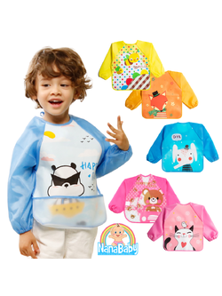 เสื้อกันเปื้อนเด็ก กินข้าว ทำงานศิลปะ สำหรับเด็กวัย 2-4 ขวบ (สูง 80~100 cm)