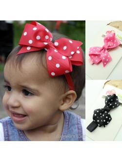 ผ้าคาดผมทารก โบว์คาดผมทารก สำหรับเด็ก 3 เดือน - 3 ปี โบว์ลายจุดน่ารักสไตล์เกาหลี