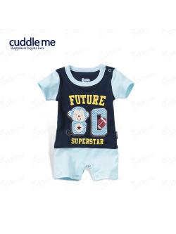 ชุดจั๊มสูทเด็ก แบรนด์แท้ Cuddle me สีกรมสลับสีฟ้าอ่อน ลายลิง Future 80 SuperStar
