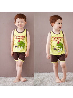 ชุดเสื้อกล้าม+กางเกงขาสั้นเด็ก ลายไดโนเสาร์ size 130