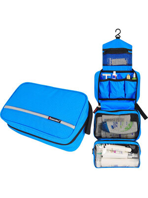 Travelicons กระเป๋าใส่อุปกรณ์อาบน้ำ 4 ส่วน ใส่อุปกรณ์อาบน้ำ แขวนได้ ทำจากไนล่อนกันน้ำ ทนทาน พกพาสะดวกมี 5 สีให้เลือก