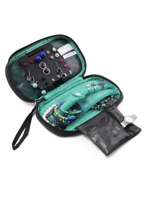 กระเป๋าเก็บเครื่องประดับ จัดเก็บสร้อยข้อมือ ต่างหู แหวน สร้อยคอ กำไล นาฬิกา คุณภาพสูง (Green)