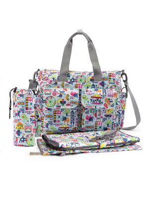 Ecosusi กระเป๋าคุณแม่ กระเป๋าสัมภาระคุณแม่ กระเป๋าแม่ลูกอ่อน แขวนรถเข็นเด็กได้ หิ้ว หรือสะพายไหล่ได้ (ลายสวนสนุก)