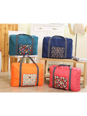 DINIWELL กระเป๋าเดินทางพับเก็บได้ ลายดอกไม้ เสียบกระเป๋าเดินทางได้ ผ้าเนื้อหนา ใหญ่ จุ ช่องเสียบใหญ่ มี 4 สี 4 ลาย ให้เลือก ผลิตจากโพลีเอสเตอร์คุณภาพดี