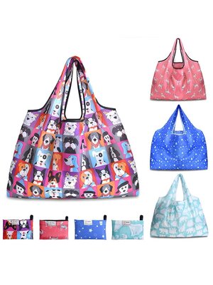 กระเป๋าช้อปปิ้งพับได้ ขนาดพกพา ผลิตจากโพลีเอสเตอร์ ทนทาน น้ำหนักเบา ซักเครื่องได้ (Reusable Grocery Bags, Grocery Tote Foldable, Ripstop Polyester Reusable Shopping Bags, Washable, Durable and Lightweight)