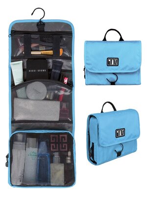 Bagsmart กระเป๋าใส่อุปกรณ์อาบน้ำ คุณภาพสูง ใส่อุปกรณ์อาบน้ำ แขวนได้ สำหรับเดินทาง ท่องเที่ยว (ฺLight Blue)
