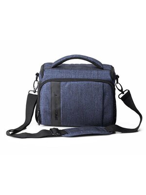 กระเป๋าใส่กล้องถ่ายรูป SLR/DSLR ขนาดกะทัดรัด พร้อมผ้าคลุมกันฝนหรือสิ่งสกปรก (สี Heather Blue) (BAGSMART Compact Camera Shoulder Bag for SLR/DSLR with Waterproof Rain Cover)