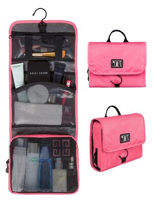Bagsmart กระเป๋าใส่อุปกรณ์อาบน้ำ คุณภาพสูง ใส่อุปกรณ์อาบน้ำ แขวนได้ สำหรับเดินทาง ท่องเที่ยว (Pink)