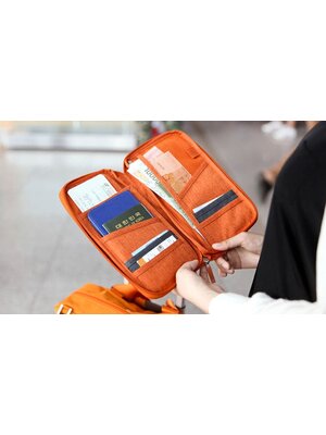 กระเป๋าใส่พาสปอร์ต กระเป๋าใส่หนังสือเดินทาง ใส่เอกสารต่างๆ มีสายคล้องมือ คุณภาพดี (Travel Wallet Passport Holder, Family Passport Holder with Hand & Neck Strap)