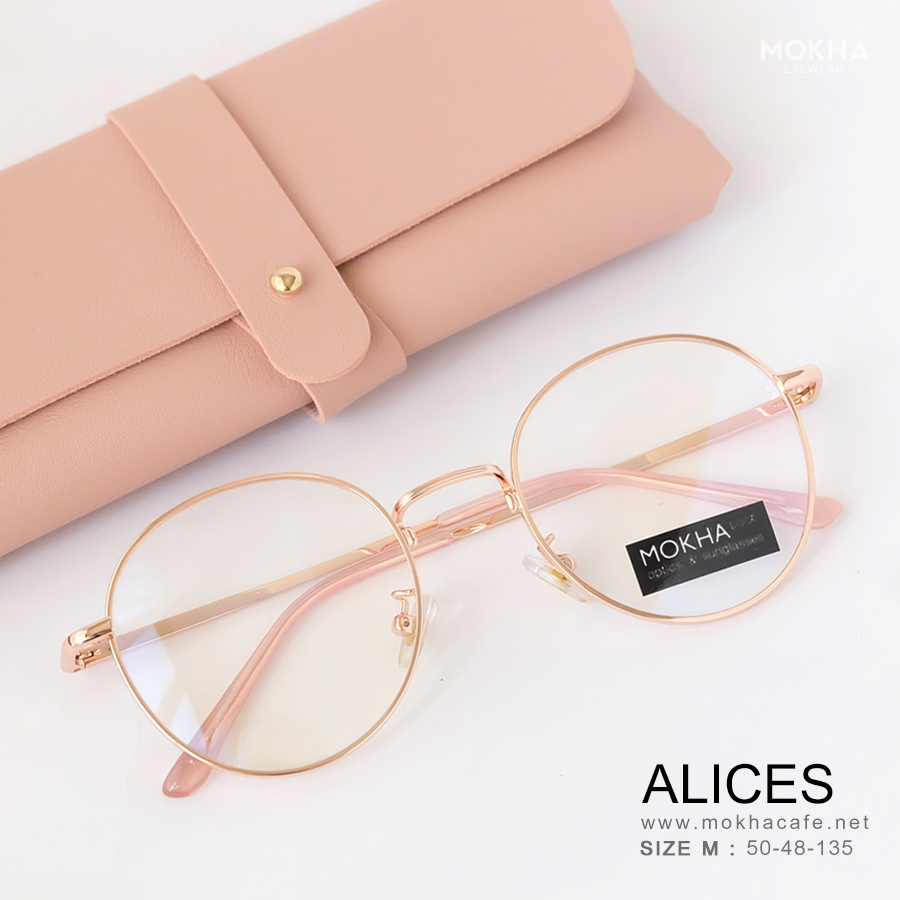 กรอบแว่น ALICES - rose gold pink กรอบโลหะทรงกลม กว้าง 135 มม.(sizeM) H48