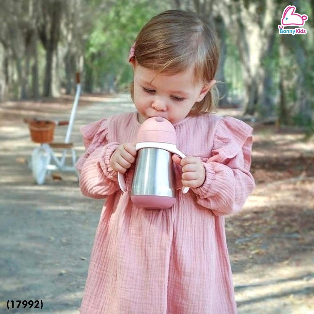 (17992) Beaba (เบียบา) Stainless Steel Straw Cup with Handles กระติกน้ำหัดดื่มสแตนเลส เก็บความเย็นและความร้อนได้ ขนาด 250ml