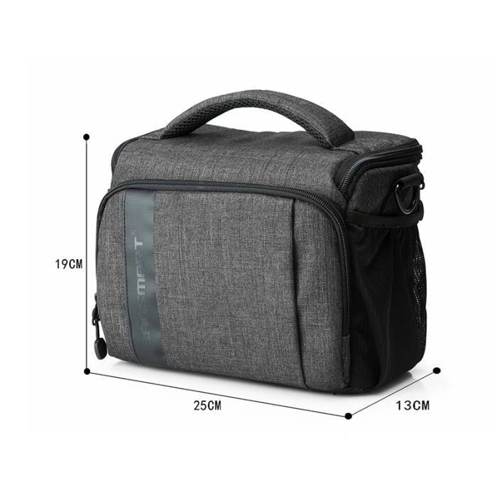 กระเป๋าใส่กล้องถ่ายรูป SLR/DSLR ขนาดกะทัดรัด พร้อมผ้าคลุมกันฝนหรือสิ่งสกปรก (สี Grey) (BAGSMART Compact Camera Shoulder Bag for SLR/DSLR with Waterproof Rain Cover)