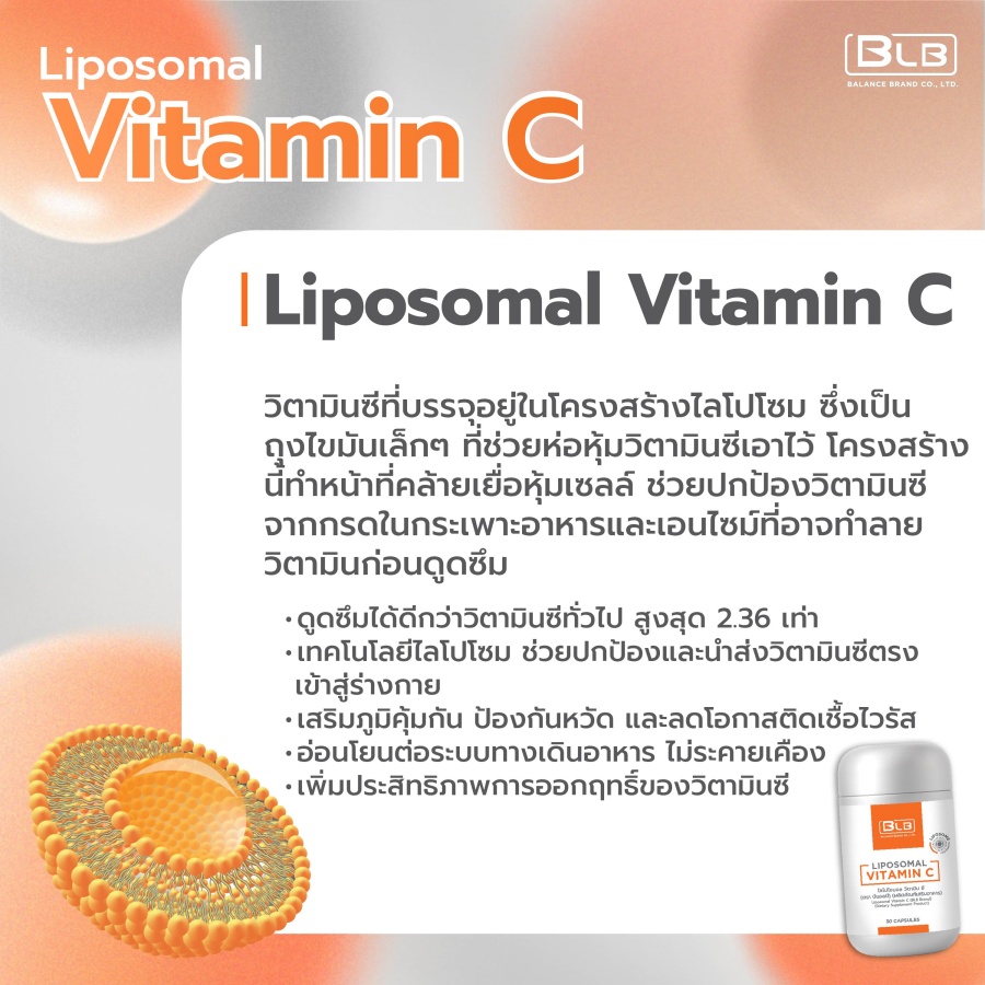 โครงสร้าง Liposomal Vitamin C ปกป้องจากกรดในกระเพาะ