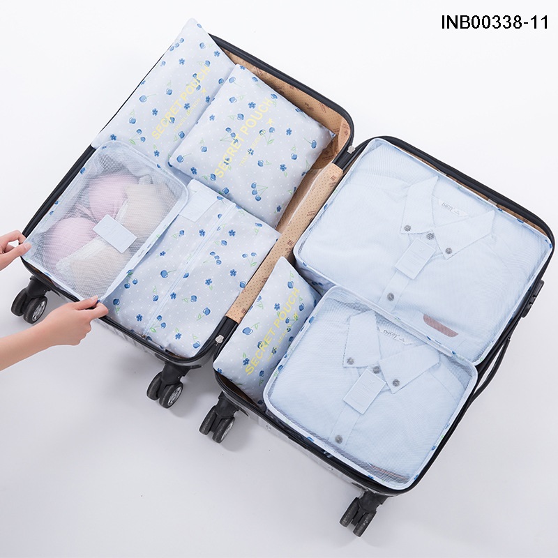 Travel Season กระเป๋าจัดระเบียบเดินทาง 7 ชิ้น จัดกระเป๋าเดินทาง ท่องเที่ยว ใส่เสื้อผ้า ชุดชั้นใน รองเท้า พกพาสะดวก มีให้เลือก 14 สี/ลาย