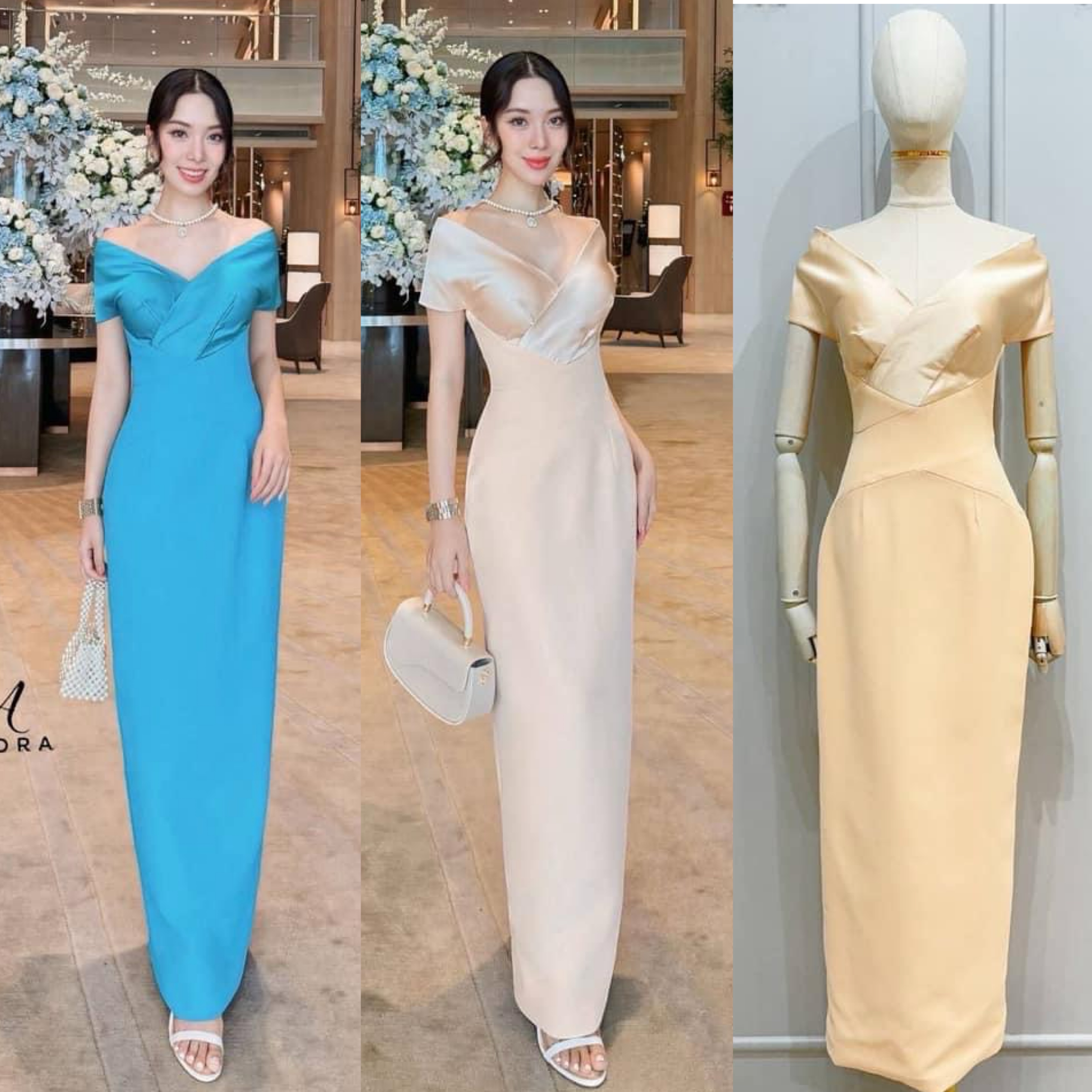 เดรสดีไซน์ปาดไหล่คอวี ช่วงอกตัดต่อ ผ้าดีไซน์ไขว้อก เสริมฟองน้ำ ตัวเดรสใช้เนื้อผ้าเกรด พรีเมี่ยมทั้งตัว ดีไซน์กระโปรงทรงสอบยาว ผ่าหลัง ใส่สบาย : สินค้าคุณภาพ (พร้อมส่ง)