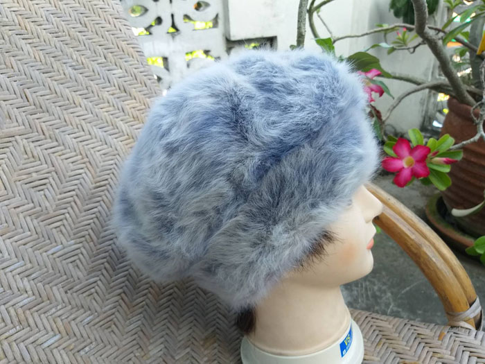 หมวกเบเร่ต์ขนกระต่ายแท้ ขนสองสีสวยมากก หนานุ่มอุ่นถึงติดลบ