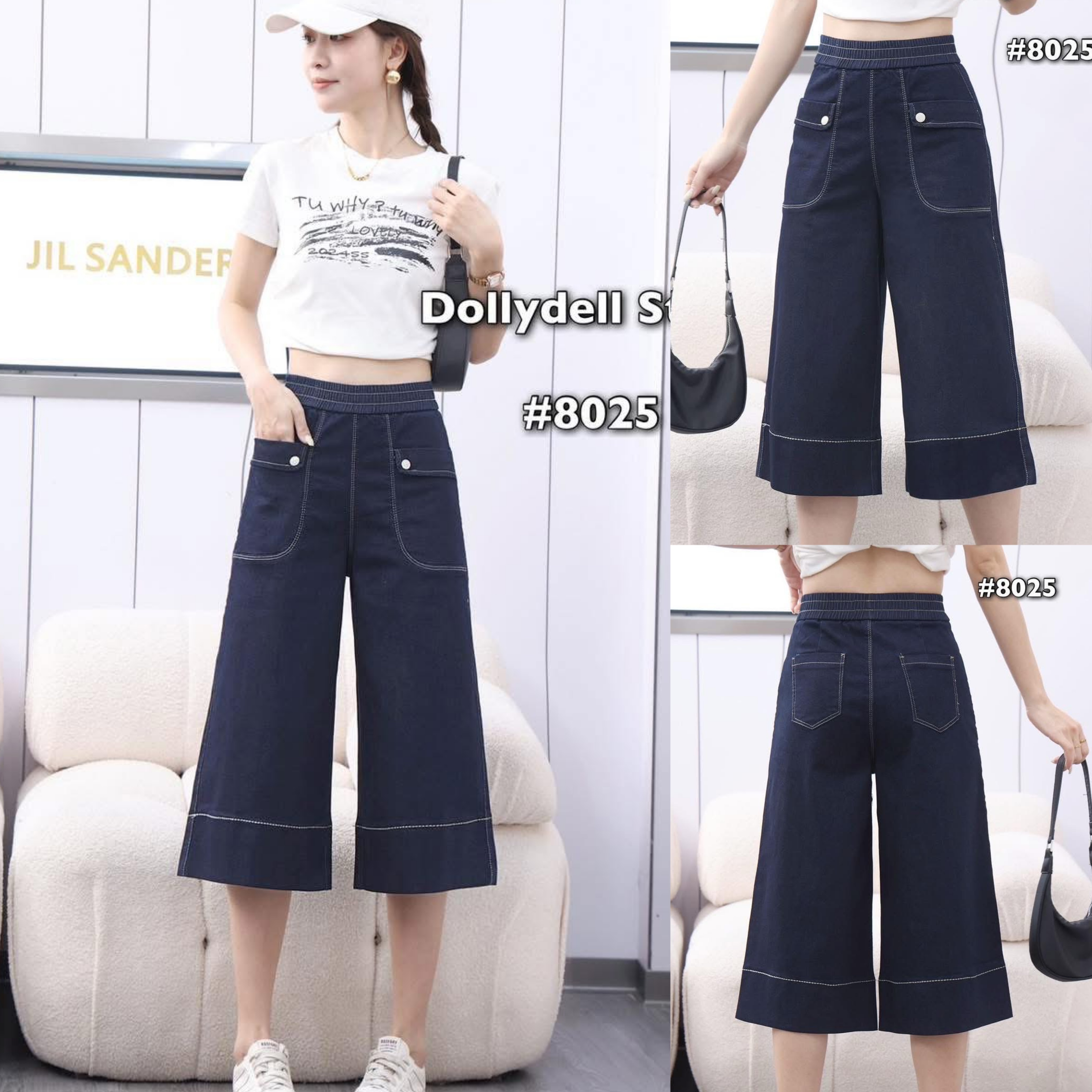 กางเกงทรงตรงเอวยางยืดมีกระเป๋าด้านหน้า เนื้อผ้ายืดได้ ใส่สบาย : สินค้าคุณภาพ (พร้อมส่ง)