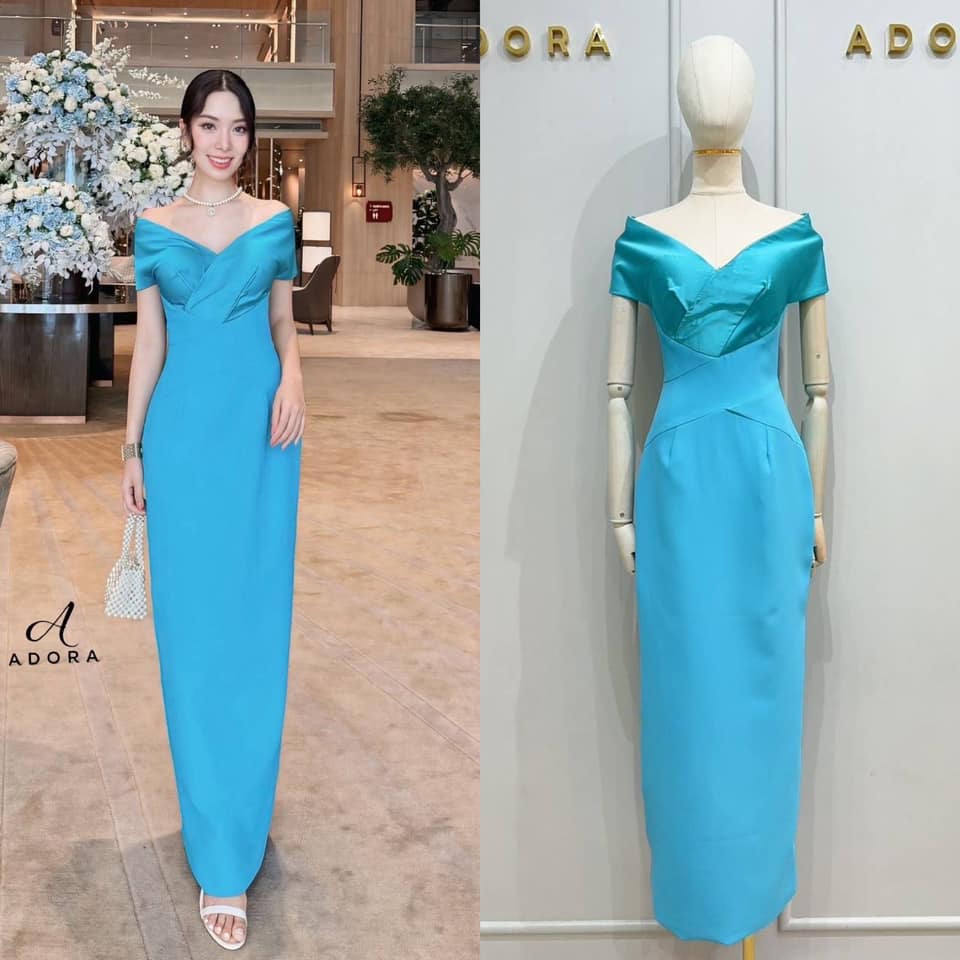 เดรสดีไซน์ปาดไหล่คอวี ช่วงอกตัดต่อ ผ้าดีไซน์ไขว้อก เสริมฟองน้ำ ตัวเดรสใช้เนื้อผ้าเกรด พรีเมี่ยมทั้งตัว ดีไซน์กระโปรงทรงสอบยาว ผ่าหลัง ใส่สบาย : สินค้าคุณภาพ (พร้อมส่ง)