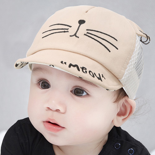 หมวกเด็กเล็ก หมวกเด็กชาย หมวกกันแดดเด็ก วัย 3-18 เดือน หมวกแก็ปเด็กลายแมวสุด Cute