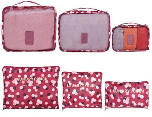 กระเป๋าจัดระเบียบเดินทาง กระเป๋าจัดระเบียบเสื้อผ้า 6 ใบ จัดกระเป๋าเดินทาง กันน้ำ ใส่เสื้อผ้า ชุดชั้นใน เครื่องสำอาง มี 5 สีให้เลือก