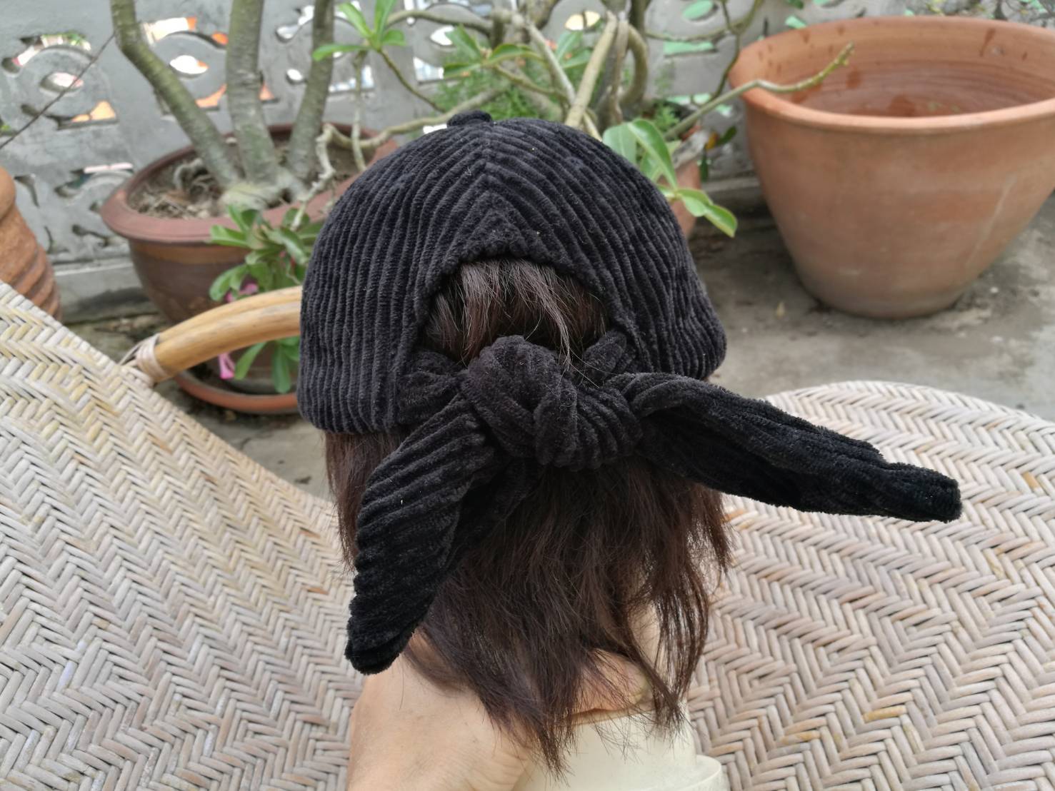 หมวกแก๊ป Discoat ผ้าลูกฟูกผูกโบว์ เก่มาก (ของใหม่)