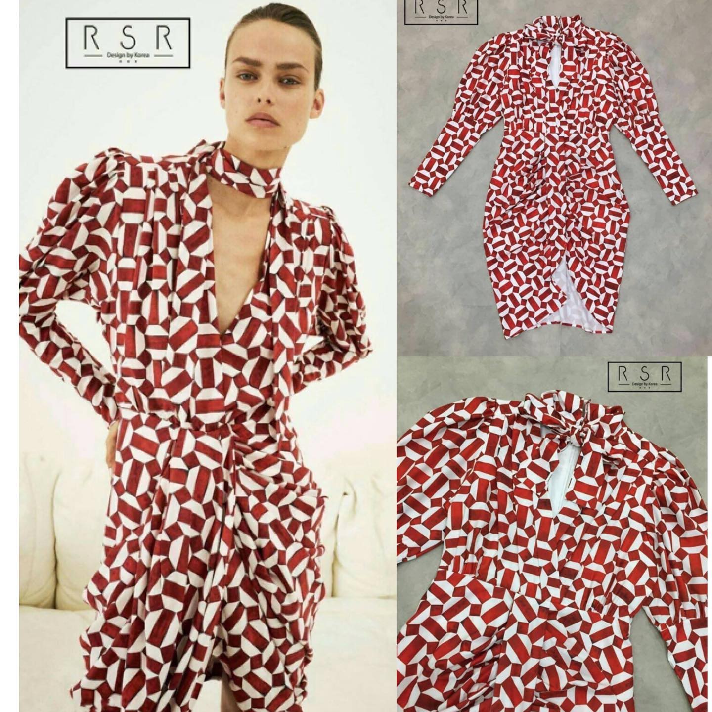 เดรสตัวสั้นตัวสวย ตัวเดรสมาในผ้าลายเก๋ แขนยาวเย็บพองสวย เอวเข้ารูป ท่อนล่างเดรสจับจีบสวยทรงป้าย ซ้อนชั้นผ้าเก๋กรุบ น่ารักมากบอกเลยปัง พร้อมส่ง