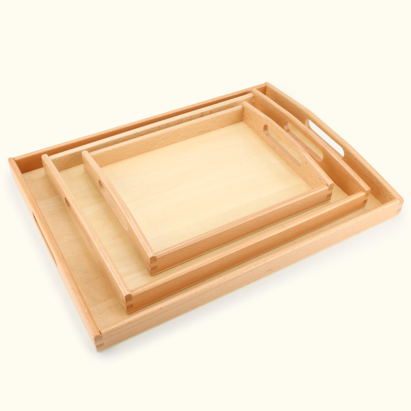 ถาดไม้ Montessori Tray ถาดสำหรับวางอุปกรณ์มอนเตสซอรี่ ขนาด S/M/L